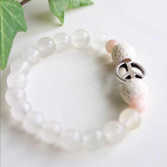 Clear + Rose Quartz Crystal Bracelet - Picture 2 of 3